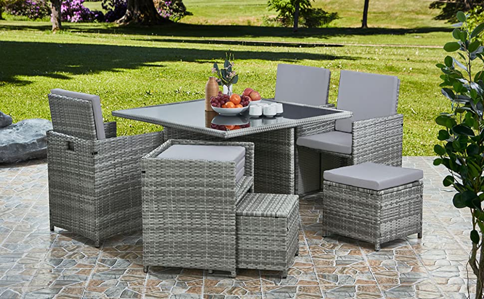 garden furniture cube set grey