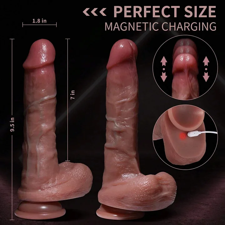 K25 Black Coffee Color 8.66-inch Simulation Penis Wireless Telescopic Rotation Vibration