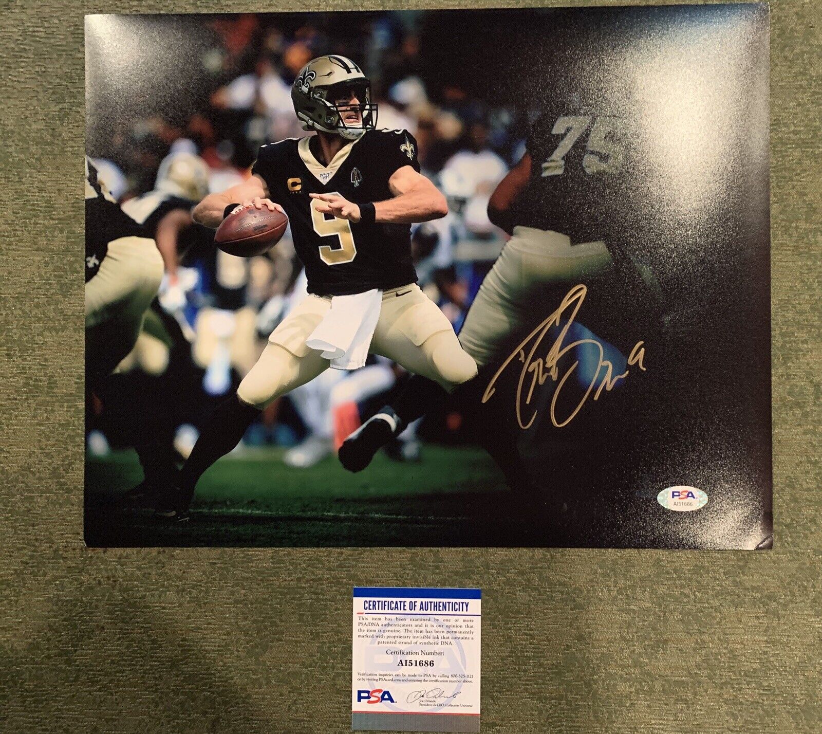 Drew Brees Signed 11x14 Photo Poster painting Pic Photo Poster painting Super bowl Psa Coa