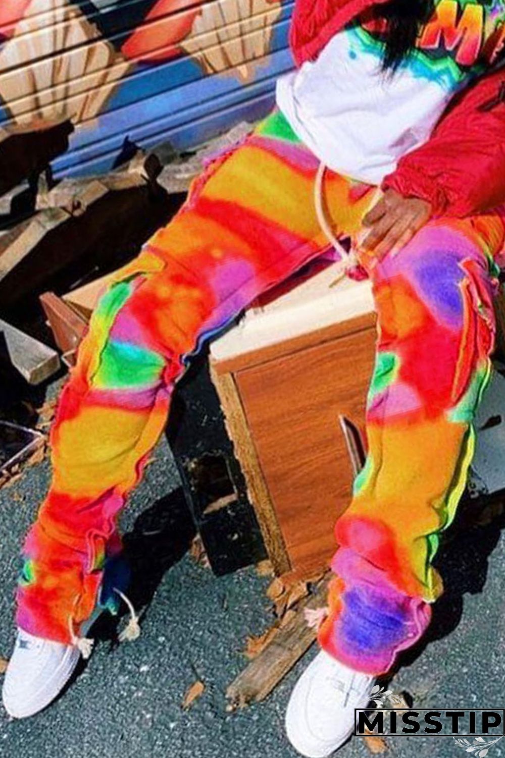 Colour Street Print Pocket Straight Mid Waist Bottoms