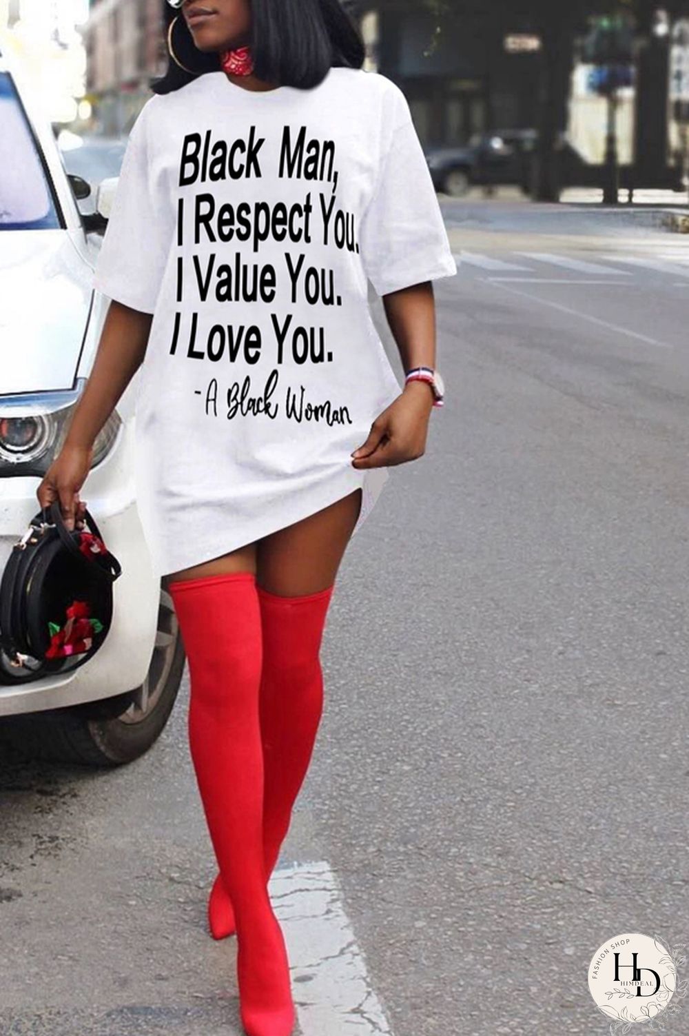 White Polyester England Black Shirt sleeves Short Sleeves O neck Step Skirt Knee-Length Print Character Dresses