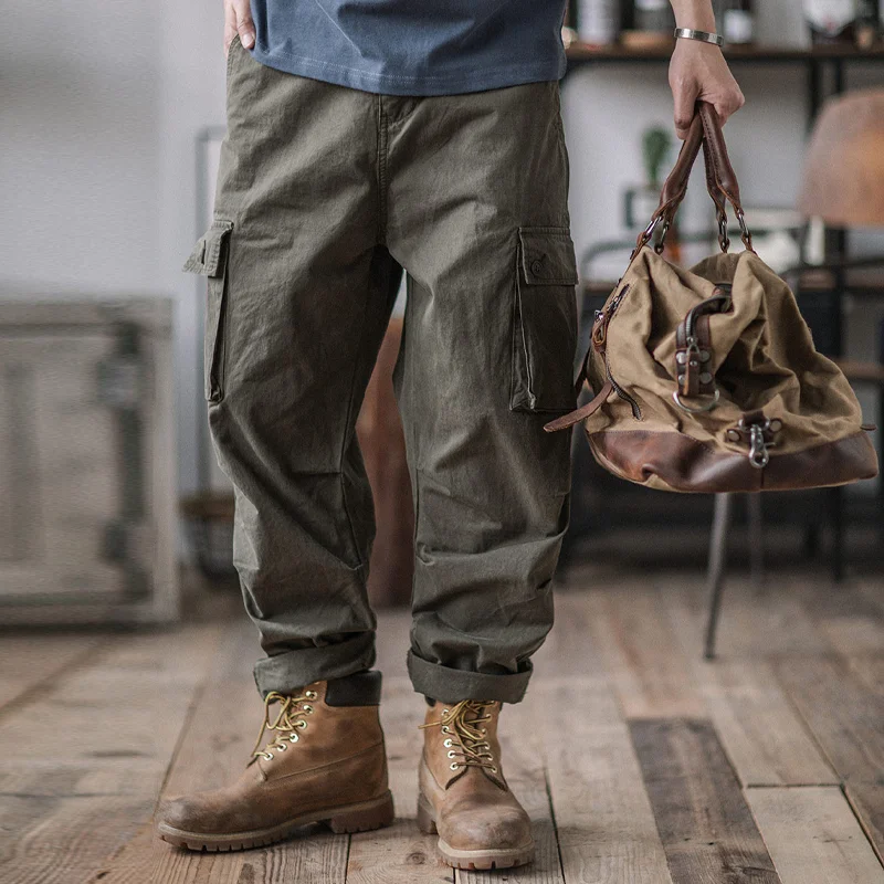 Vintage Distressed Multi-pocket Cargo Casual Pants