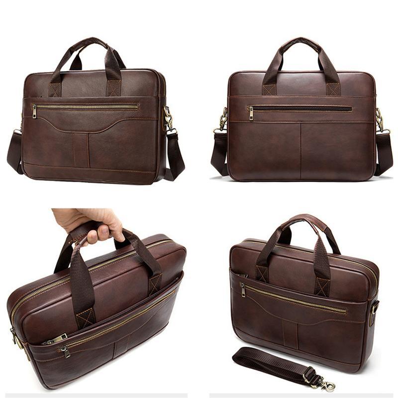 Great Quality Antique Brass Hardware Organizational Layout Leather Briefcase