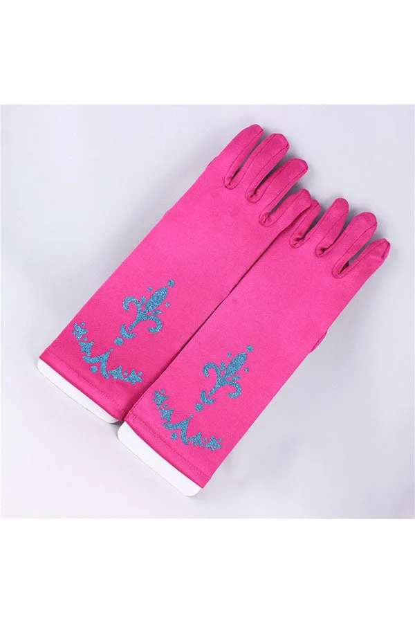 Halloween Accessories Girl Frozen Elsa Anna Gloves Rose Red-elleschic