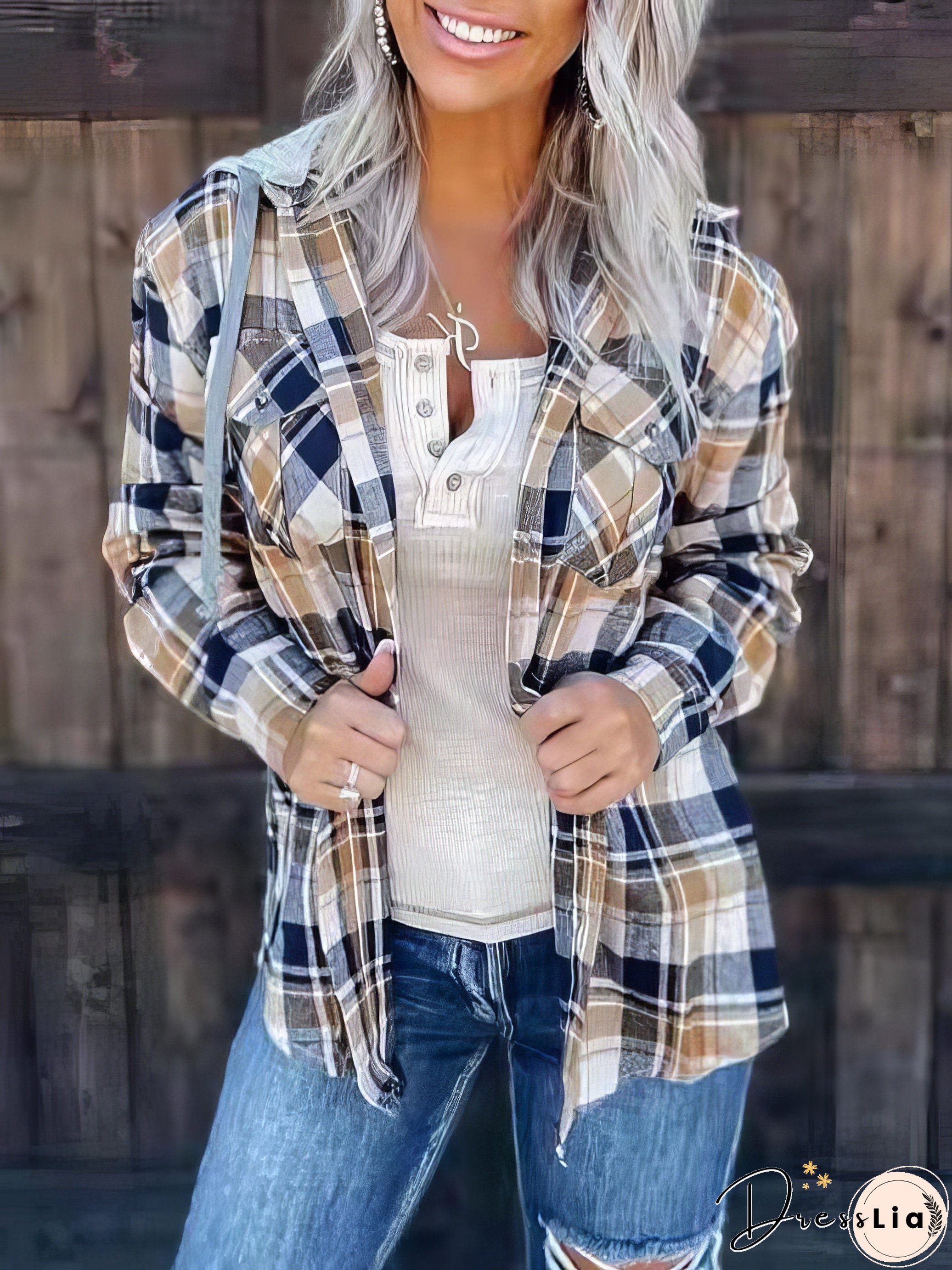 Blue and Brown Plaid Shirt