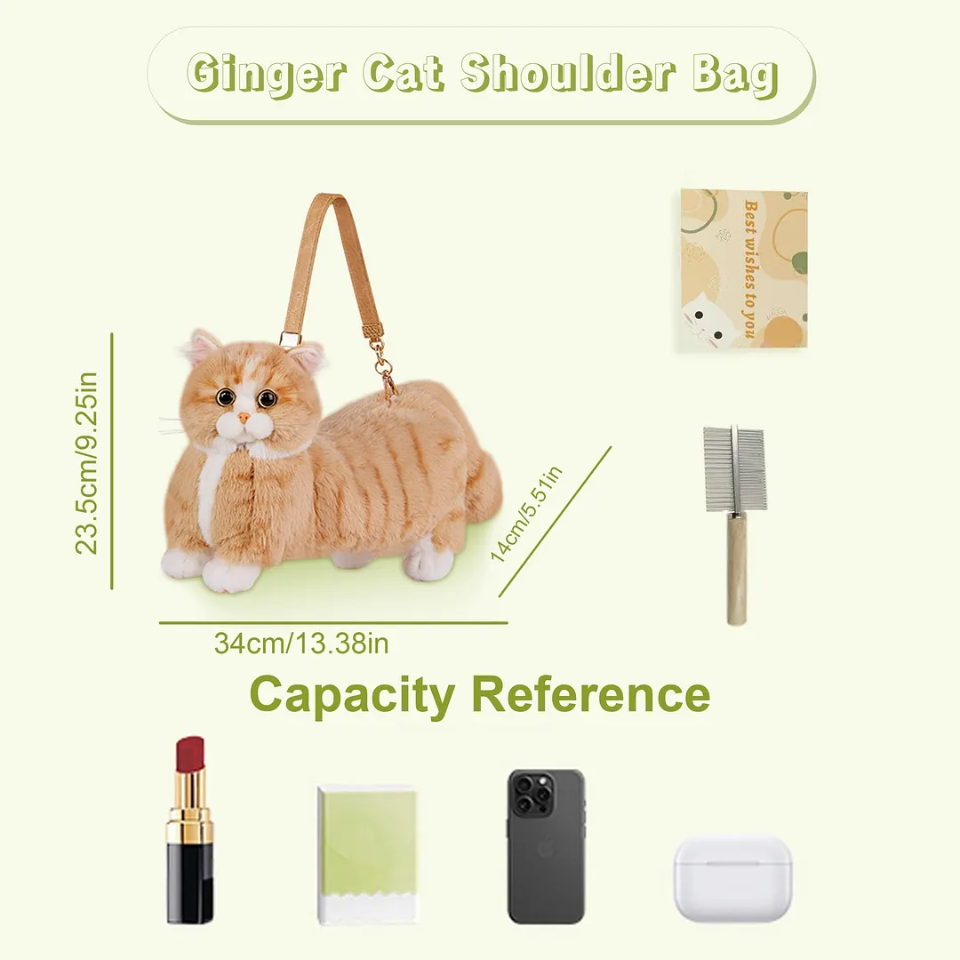 Ginger Cat Bag &ndash; Plush Shoulder Bag for Cat Lovers