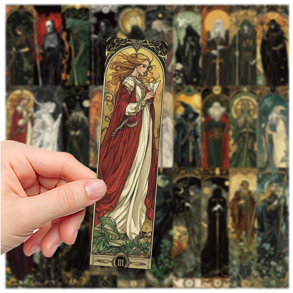 Tegooe 30 Pcs Dark Academia Aesthetic Paper Bookmarks Set - Vintage Gothic Wizard Magic Art Page Markers for Readers