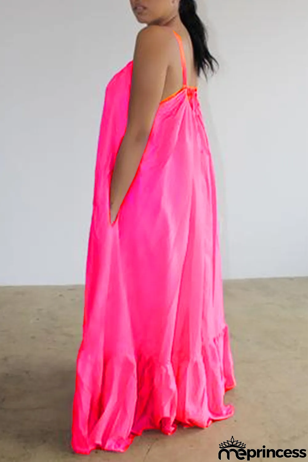 Light Purple Sexy Casual Solid Backless Spaghetti Strap Loose Sling Dress