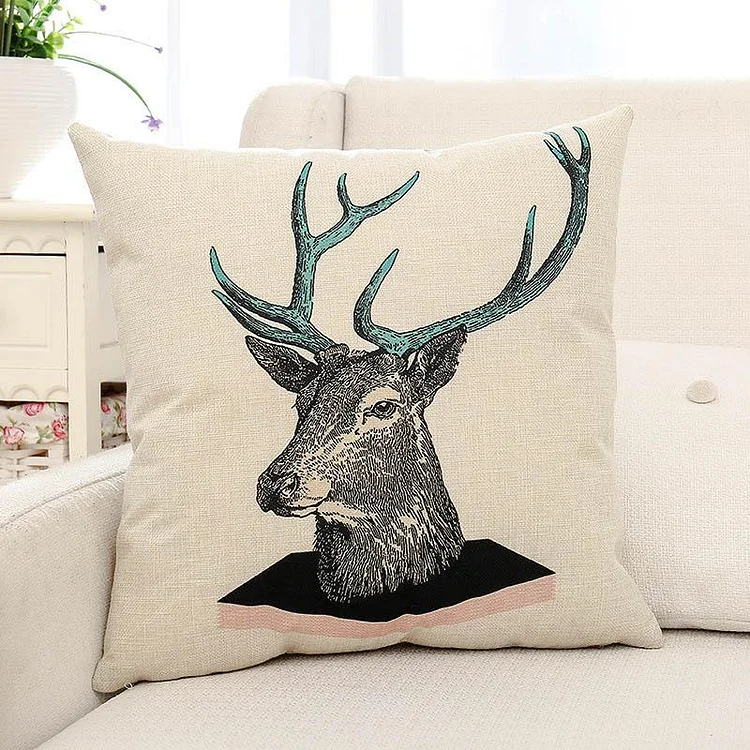 Deer Painting Stamped Pillow Case