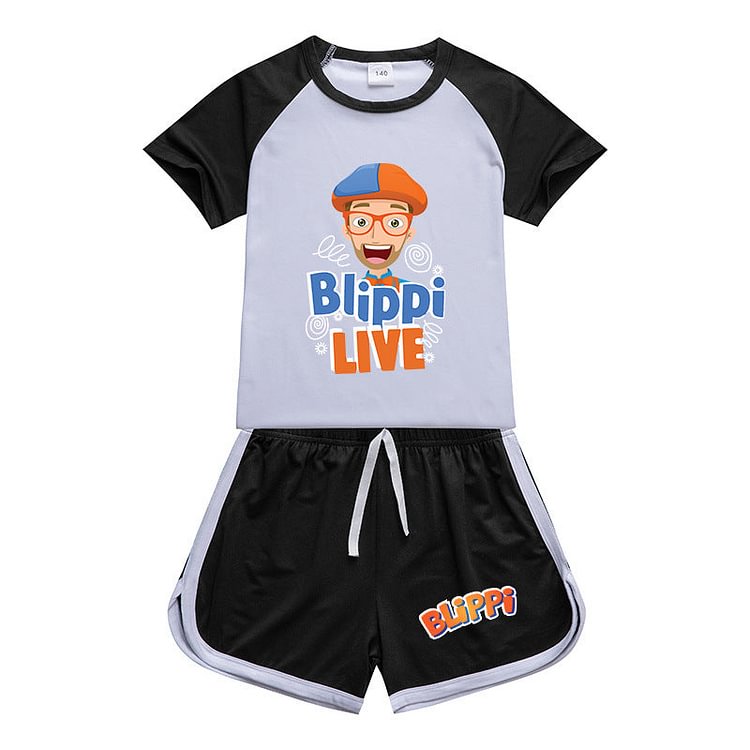 Mayoulove Kids BLiPPi Sportswear Outfits T-Shirt Shorts Sets-Mayoulove