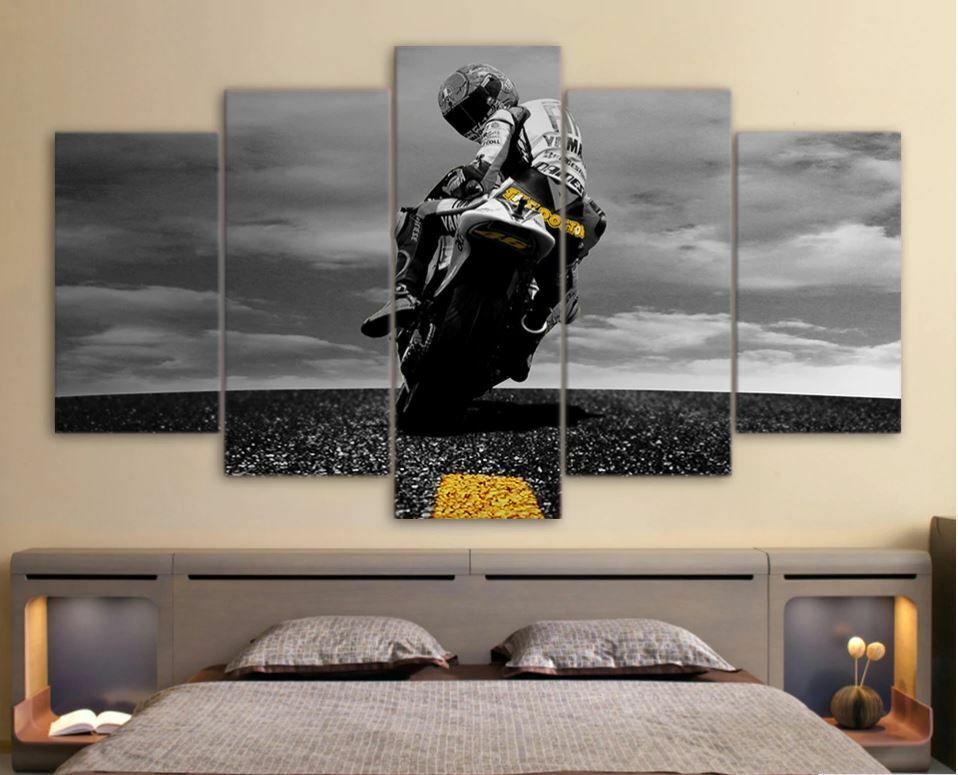 Motorcycle Racer Road Motorbike 5 Pieces canvas Wall Art Picture Home Decor 5 Piece HD Print Pictures Poster No Framed 5 Panel