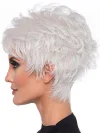 White Fluffy Short Curly Pixie Cut Wig