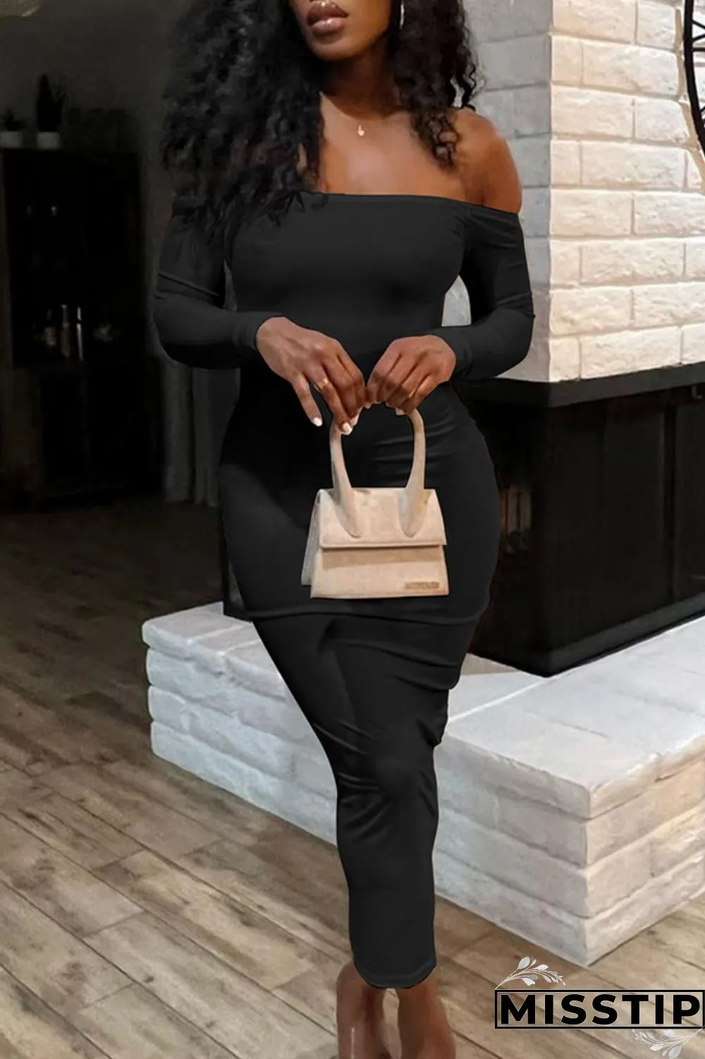 White Casual Solid Basic O Neck Long Sleeve Dresses