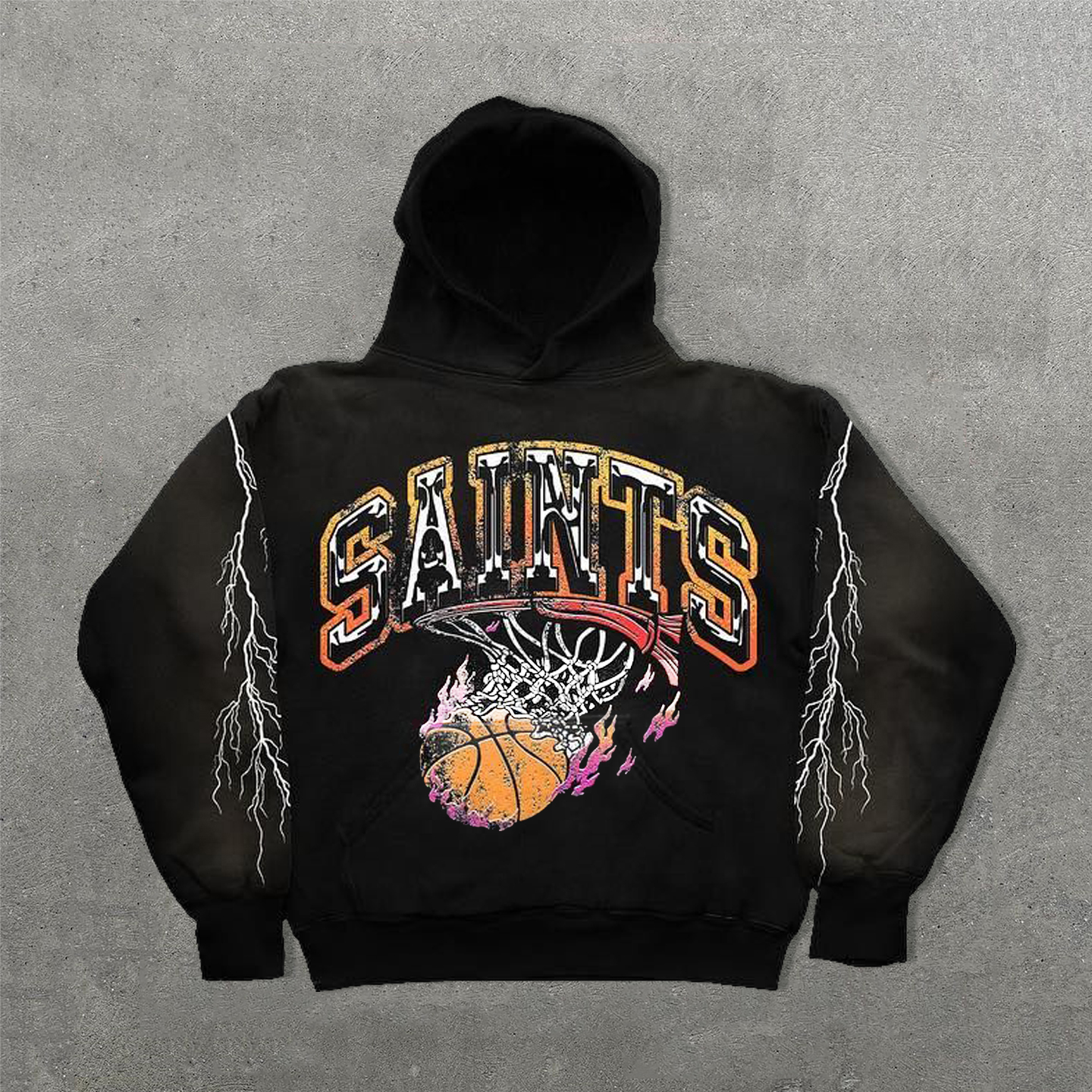 Saints Basketball Print Long Sleeve Hoodies