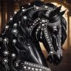 Wundersch&ouml;nes schwarzes Pferd - speziell geformtes Diamantgem&auml;lde - 30*30cm