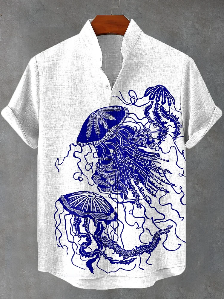 Men's Ocean Jellyfish Art Painting Print Vacation Shirt