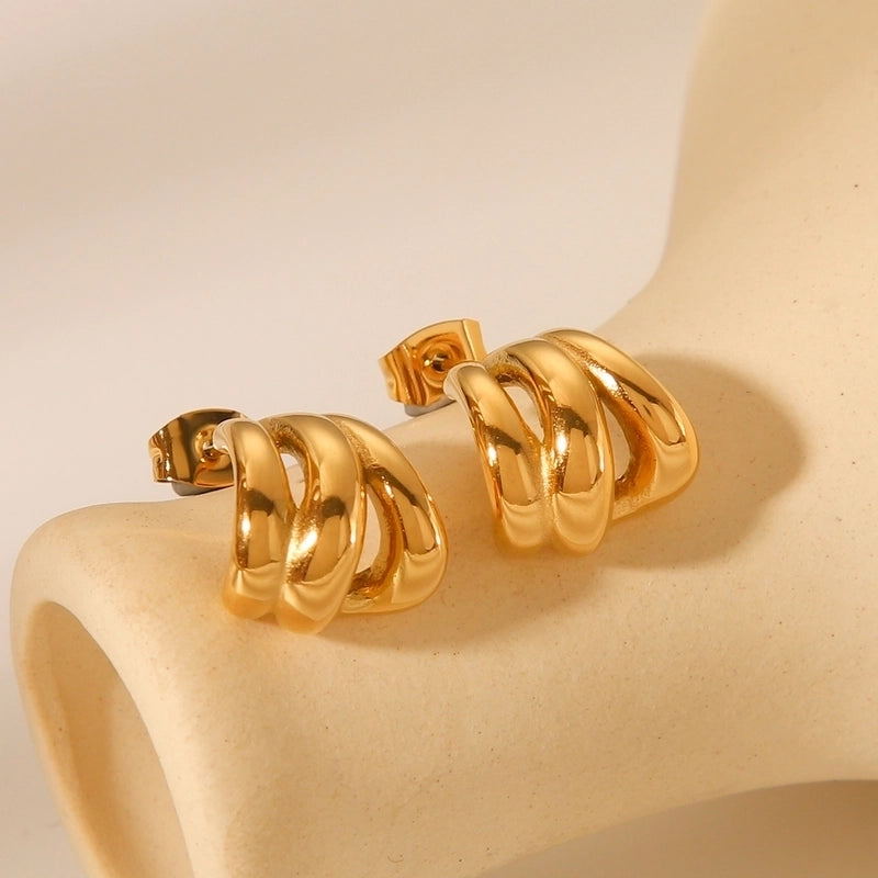 1 Pair IG Style Casual Geometric 304 Stainless Steel Titanium Steel 18K Gold Plated Ear Studs