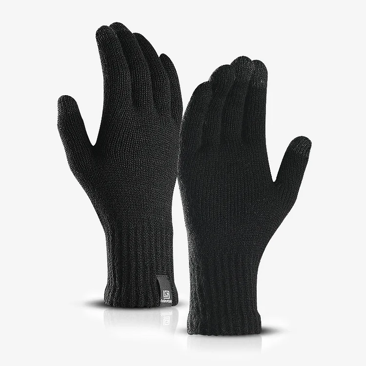 Casual Solid Color Fleeced Touchscreen Winter Knitted Thermal Glove