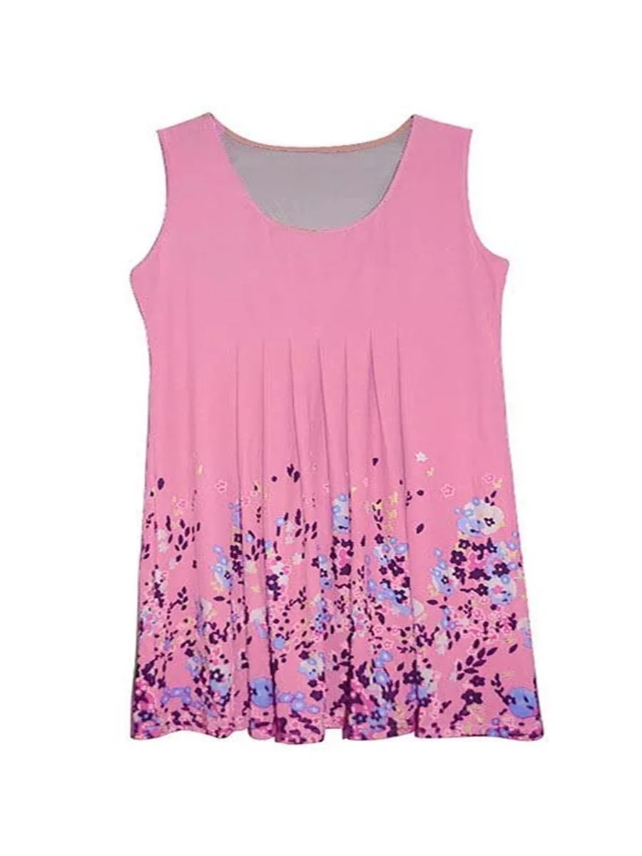 Fashion Printing Sleeveless Casual Floral Dress
