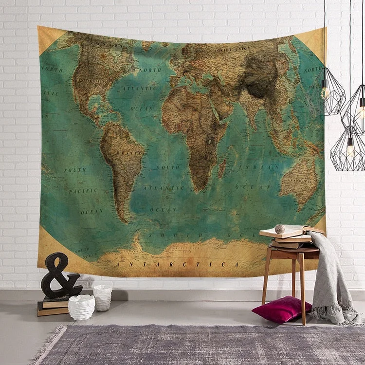 World Map Printed Tapestry Wall Hanging Boho Decor Mandala Wall Cloth Tapestry Yoga Mat Hippie Wall Hanging Tapestry Home Decor