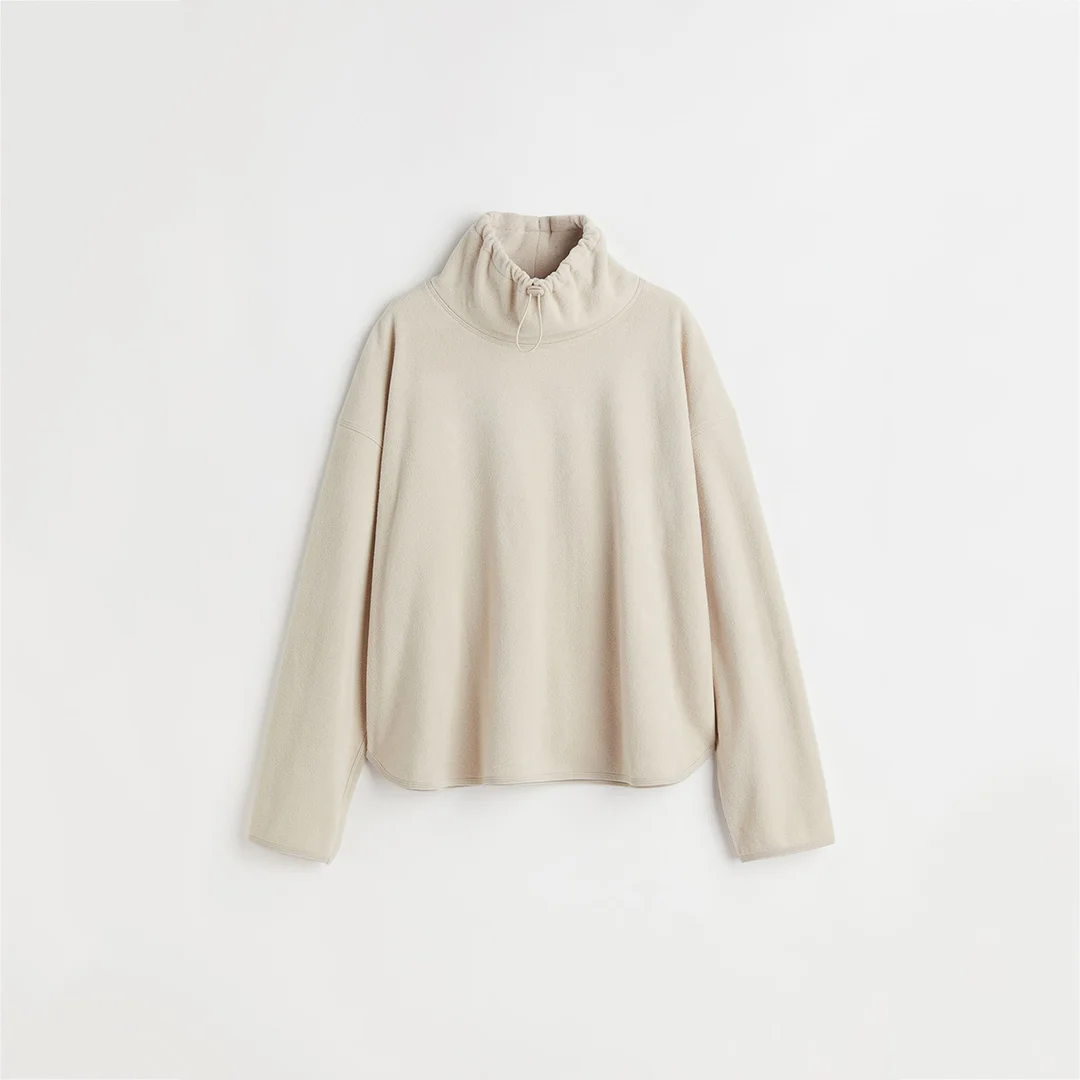 Drawstring Fleece Turtleneck Sweater