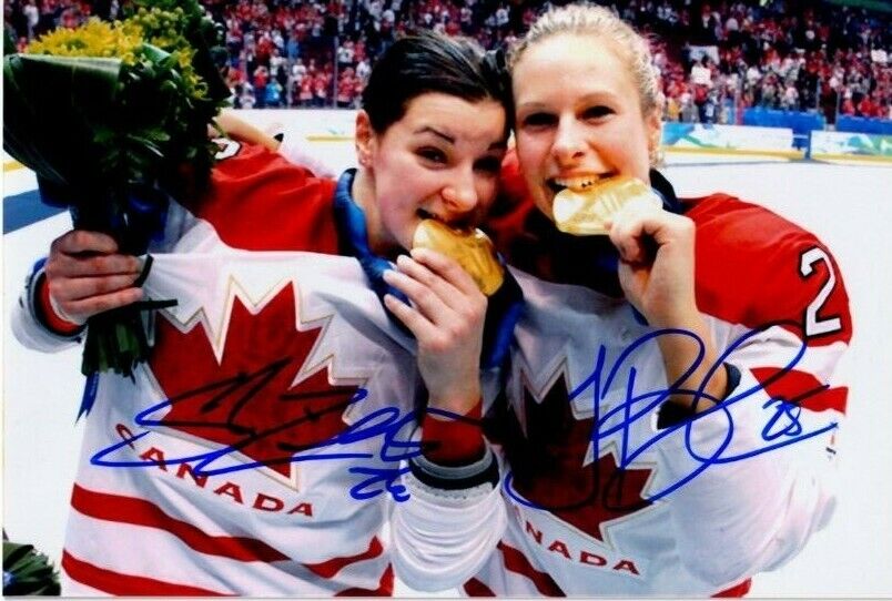 TESSA BONHOMME & SARAH VAILLANCOURT SIGNED TEAM CANADA Gold Medal