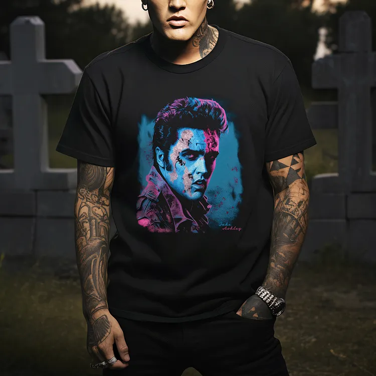 Elvis Presley Cyberpunk Zombie Printed Men's T-shirt