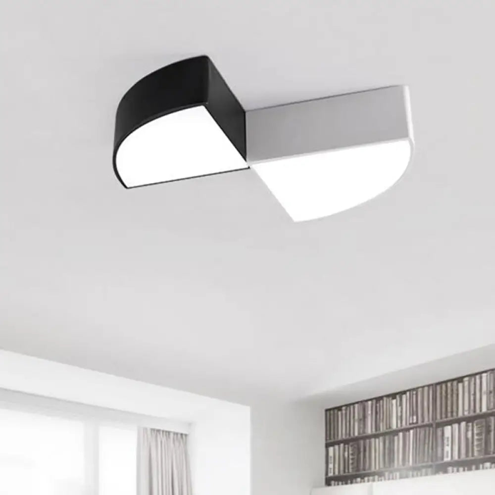 Modern White/Black Sector Flush Led Ceiling Light - Metal Mount 10&rsquo;/12&rsquo;/14&rsquo; Wide Black / 8&rsquo;