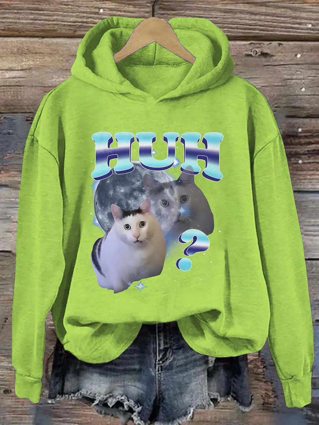 HUH Funny Cat Meme Hoodie