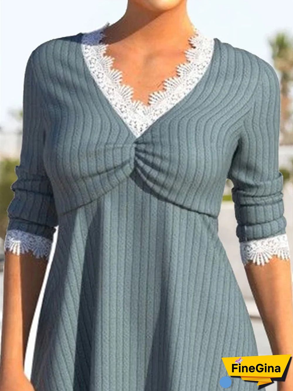 Women's Long Sleeve V-Neck Solid Tops
