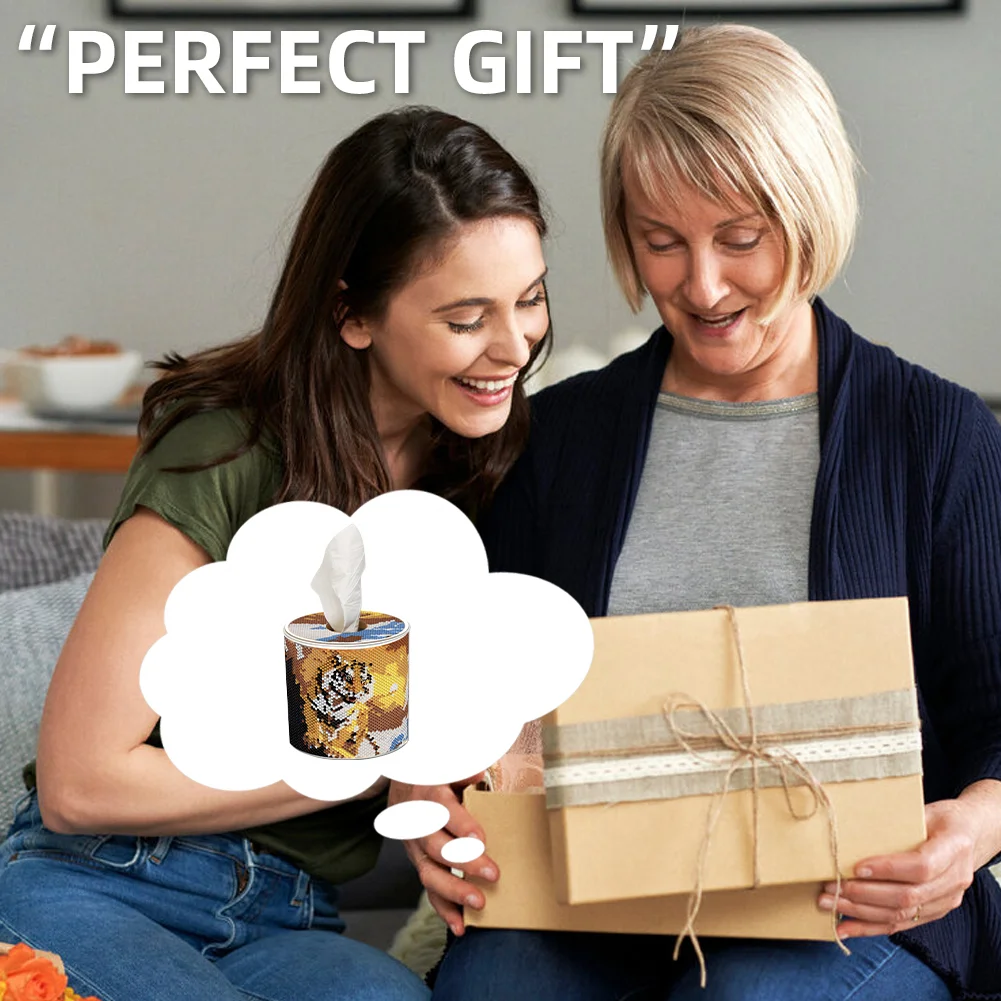 Tiger DIY Diamond Painting Handmade Tissue Holder Rhinestones Crystal Tissue Box