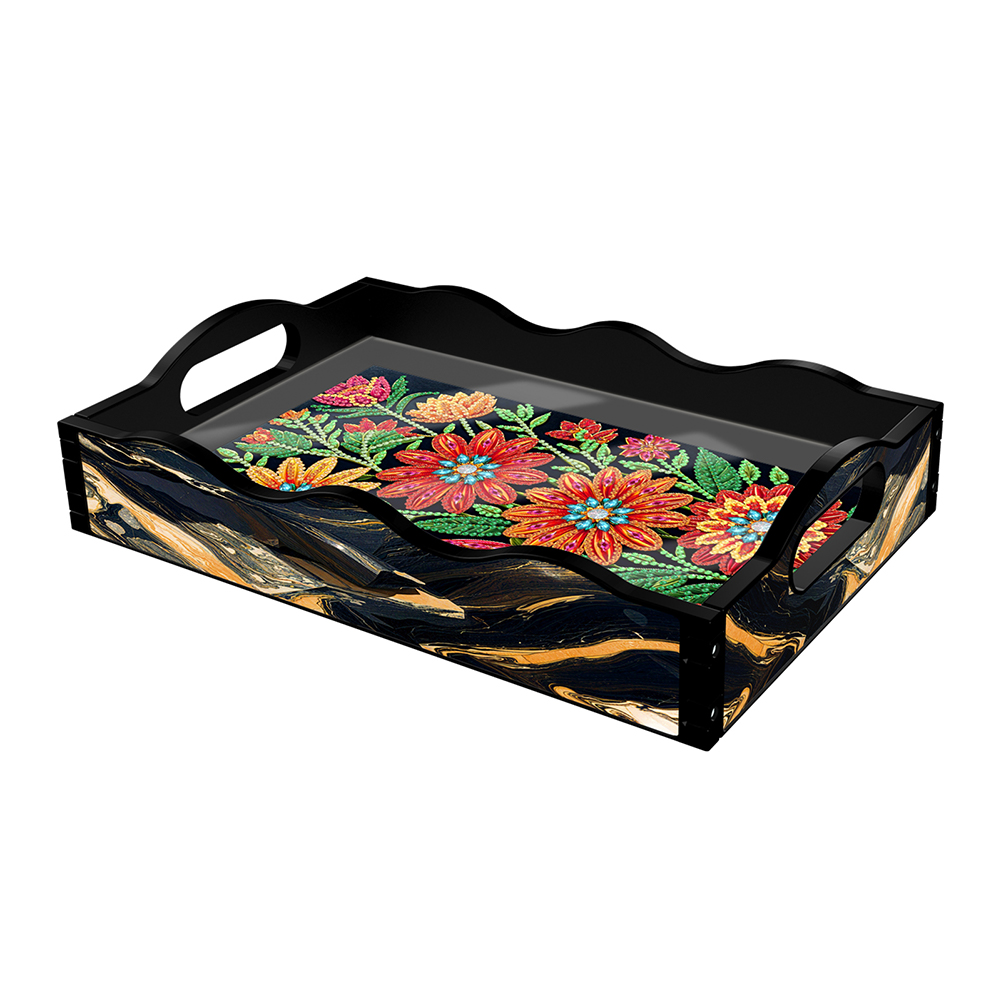 Acrylic Flowers and Grass 5D Diamond Painting Tray Art Craft for Home Decor