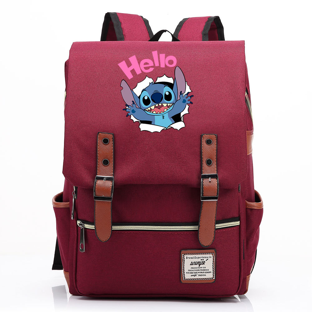 Stylish Lilo & Stitch Square Backpack with Belt Buckle Design - Fits 15-inch Laptop-Mayoulove