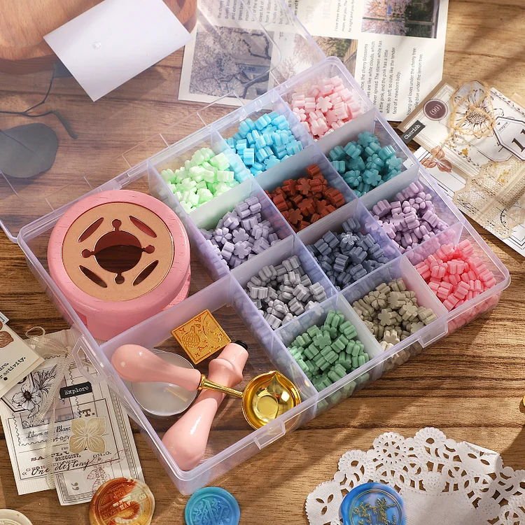 Journalsay 9 /12 Grids Fire Lacquer Stamp Colorful Flower Kawaii Wax Pellets Gift Box DIY Envelope Material Seal