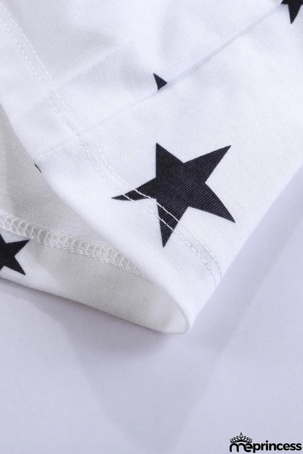 V Neck Stars Print Gray T-shirt