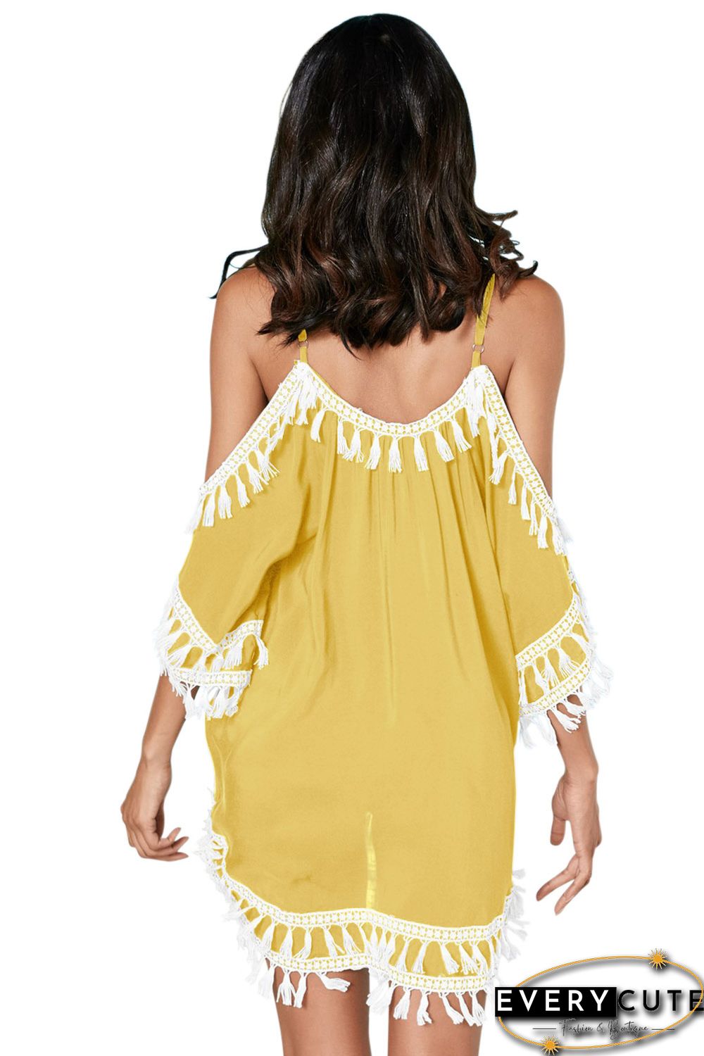 Yellow Boho Tassel Tunic Cover up