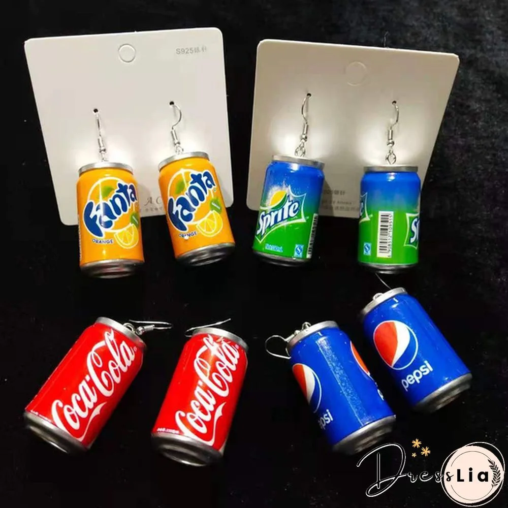 Personalized Earrings women's food toys handmade exaggerated funny Earrings Mini funny cute Cola Soda pop can Earrings