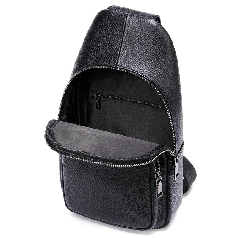 Genuine Leather Men's Casual Shoulder Bag Large Capacity Chest Bag