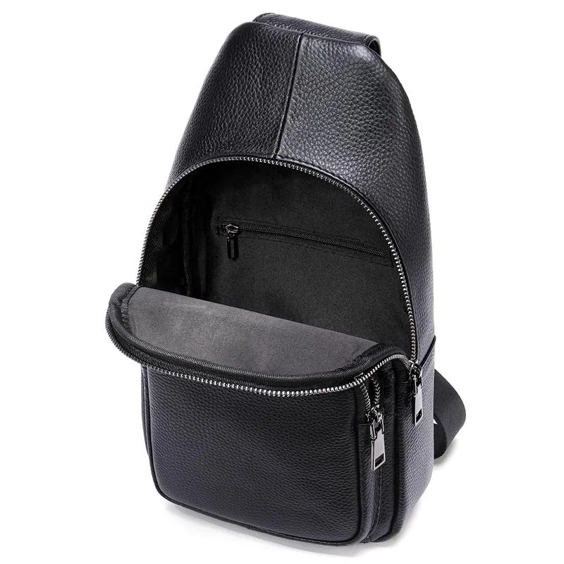 Genuine Leather Men's Casual Shoulder Bag Large Capacity Chest Bag