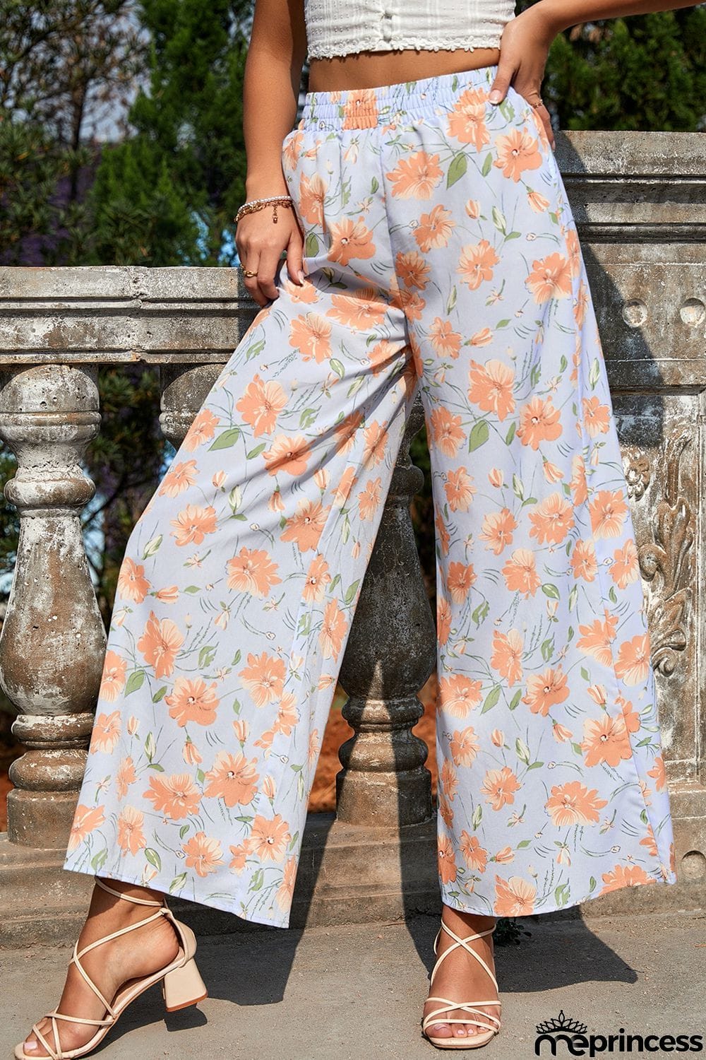 Printed Wide Leg Long Pants