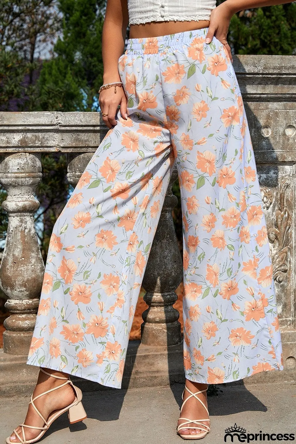 Printed Wide Leg Long Pants