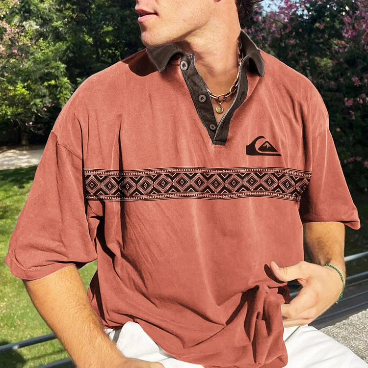 Men'S Casual Loose Trendy Comfortable Surf Polo T-Shirt 884c