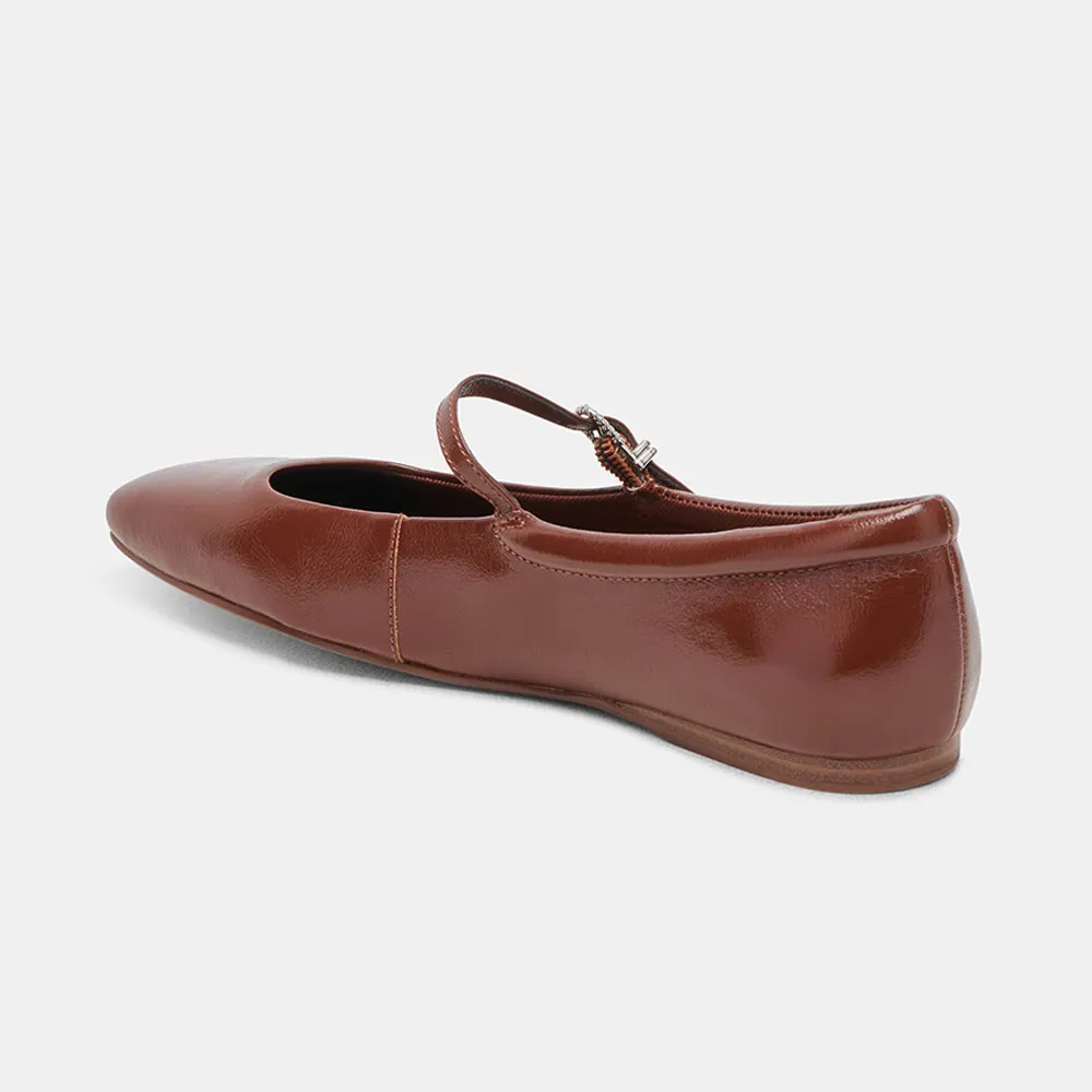MARY JANE FLATS SQUARE TOE IN WHITE PATENT SHEEPSKIN