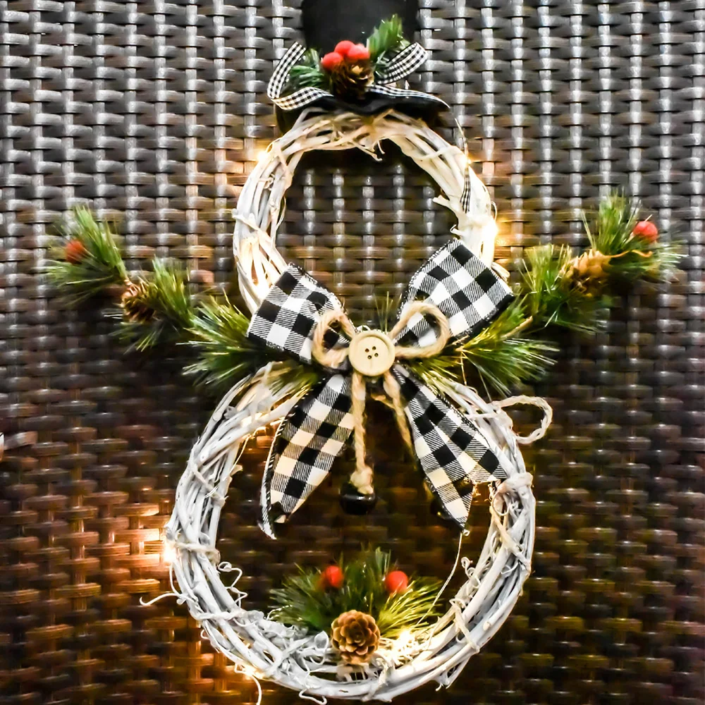 Prop Decoration Christmas Wreath Three Dimensional Rattan Ring Ornaments