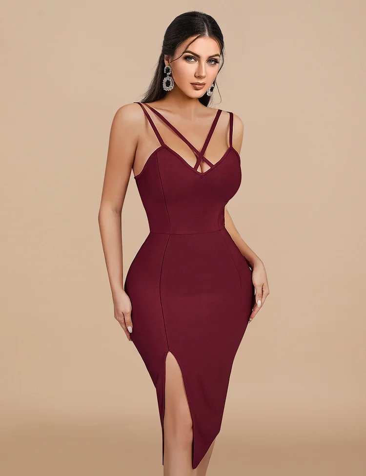 V-neck Elegant Celebrity Bandage Dress SF628
