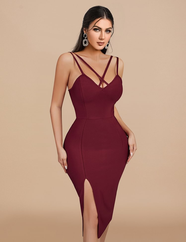 V-neck Elegant Celebrity Bandage Dress SF628