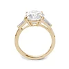 14K White Gold 4ct Round Cut Lab Diamond Tapered Three-stone Ring