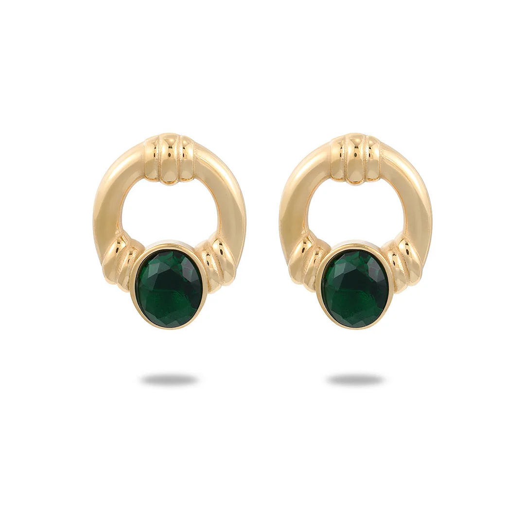 Colored Zircon Titanium Steel Earrings