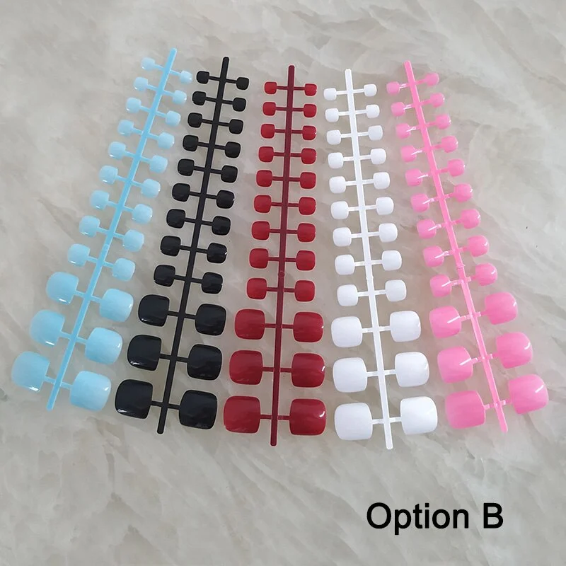 Nail Adhesives Included 5 Sets/bag Toe Short False Nail Tips Candy Color Toe Nails Full Cover Foot Fake Nails Art Tips-Nail Inspo
