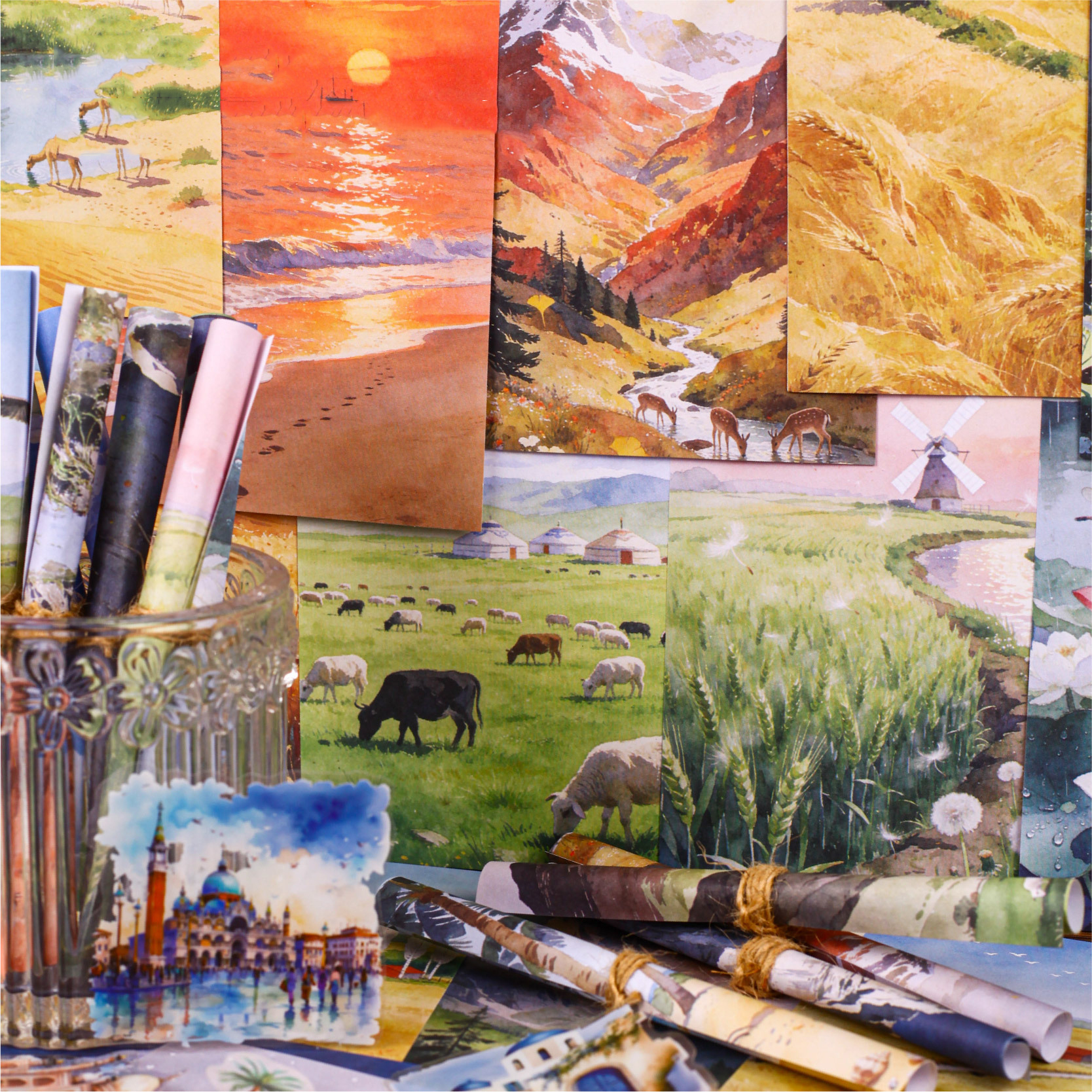 스티커 - 산악 야생 동반자 시리즈 빈티지 여행 성